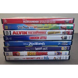 DVD Lot Kids Tweens 8 DVDs Disney Inside Out Alexander Alvin Pets Judy Moody